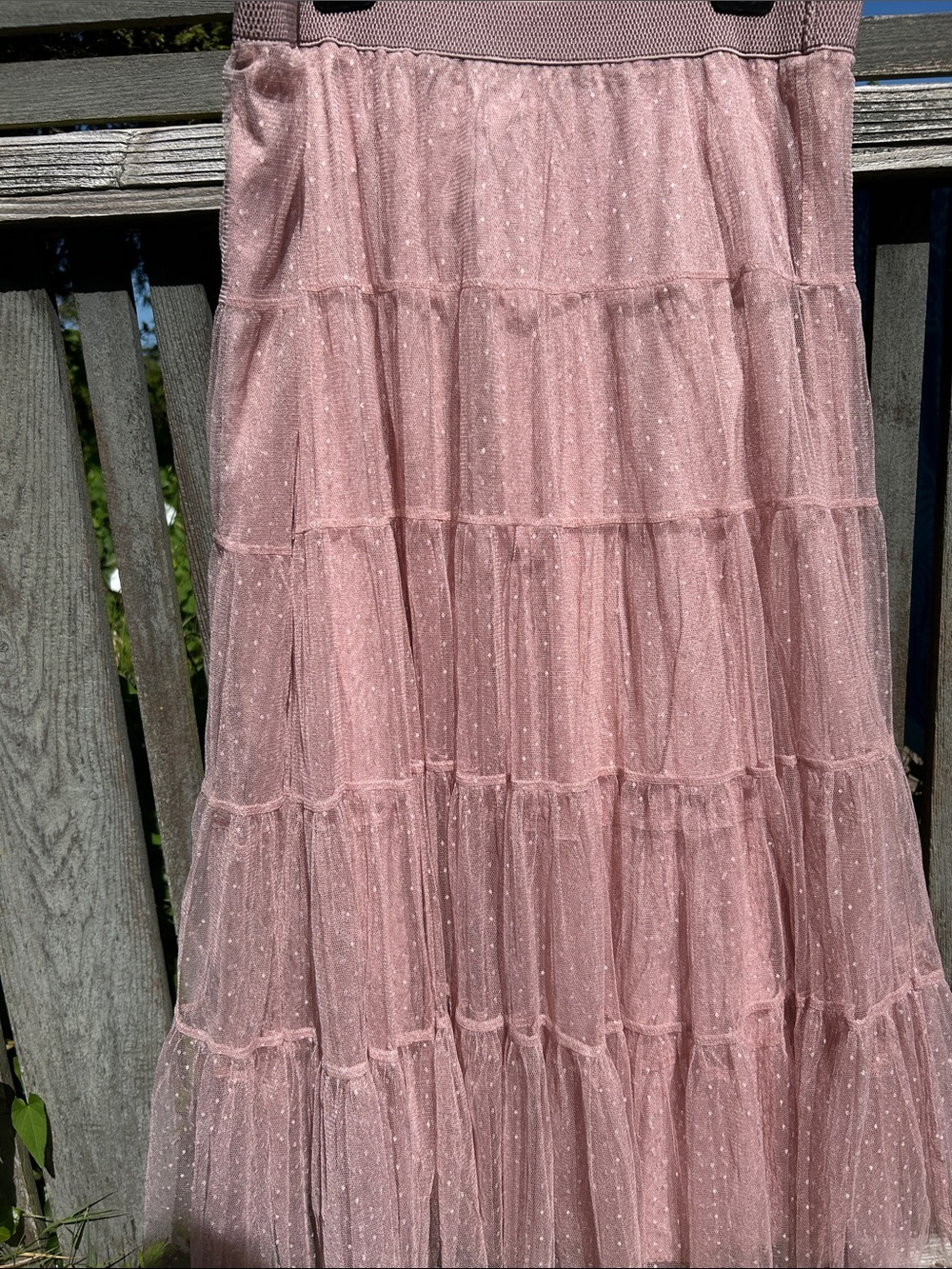 Anthropologie NWT Blush Pink Tiered Tulle Maxi Skirt